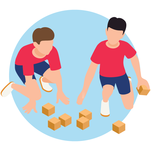 children playing with wooden blocks