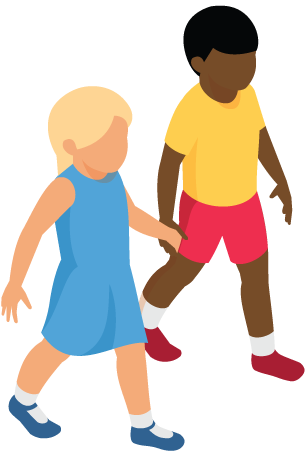 Children walking holding hands
